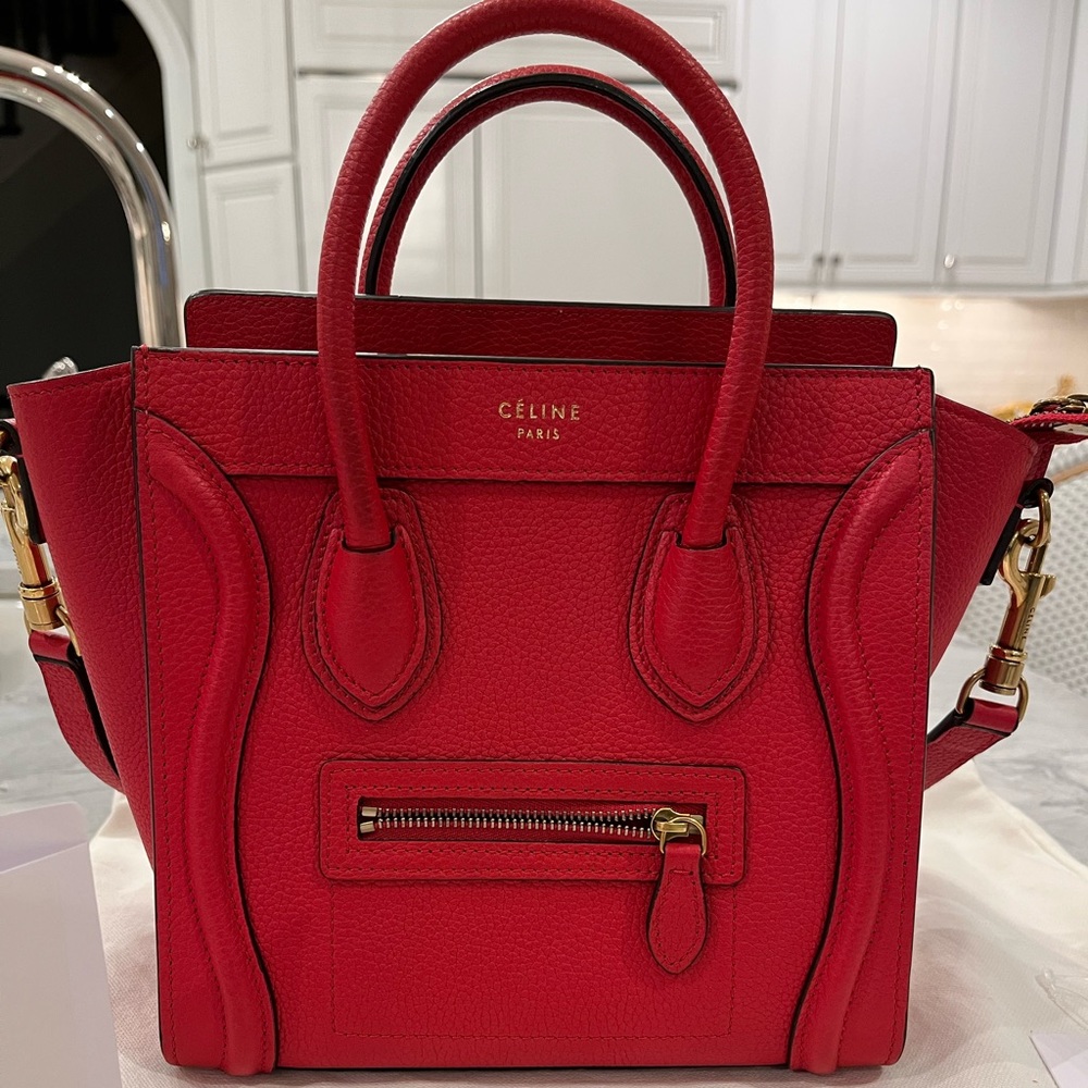 Celine Nano Luggage Bag - Red